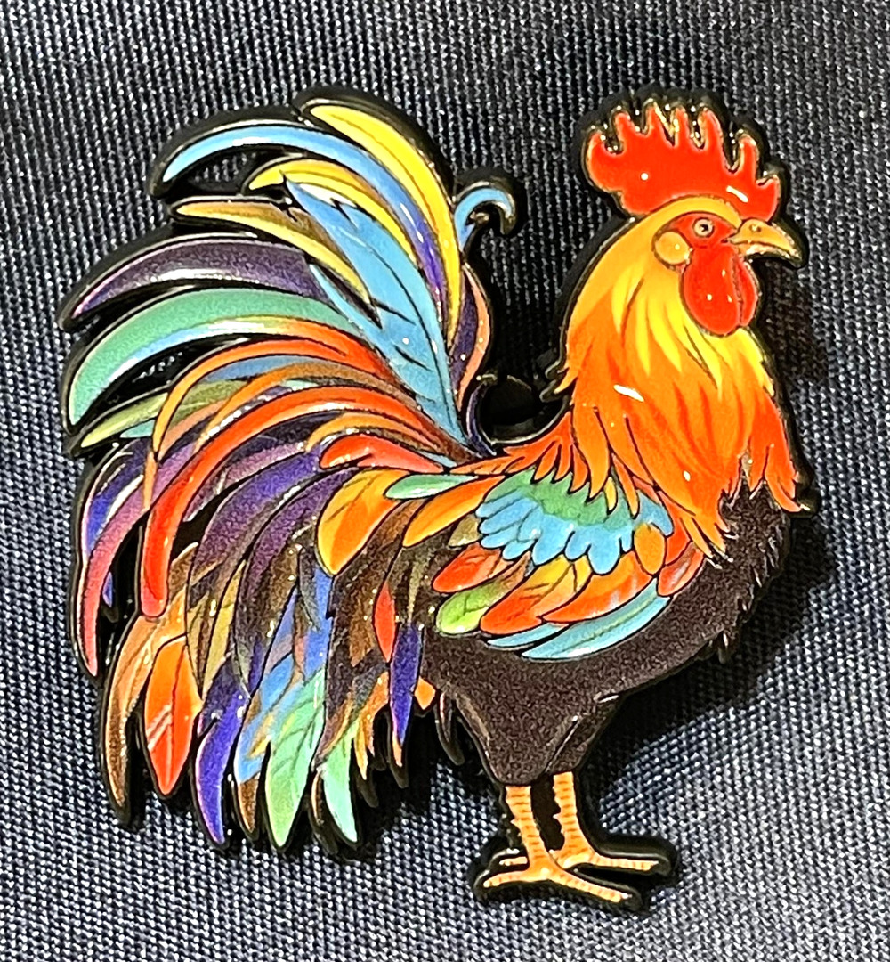 NWOT Rooster Chicken Brooch Lapel Pin Enamel Multicolor Colorful Bird Farm